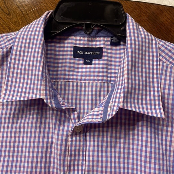 Jack Maverick men’s business casual button down cotton shirt plaid Size XXL - Picture 8 of 11